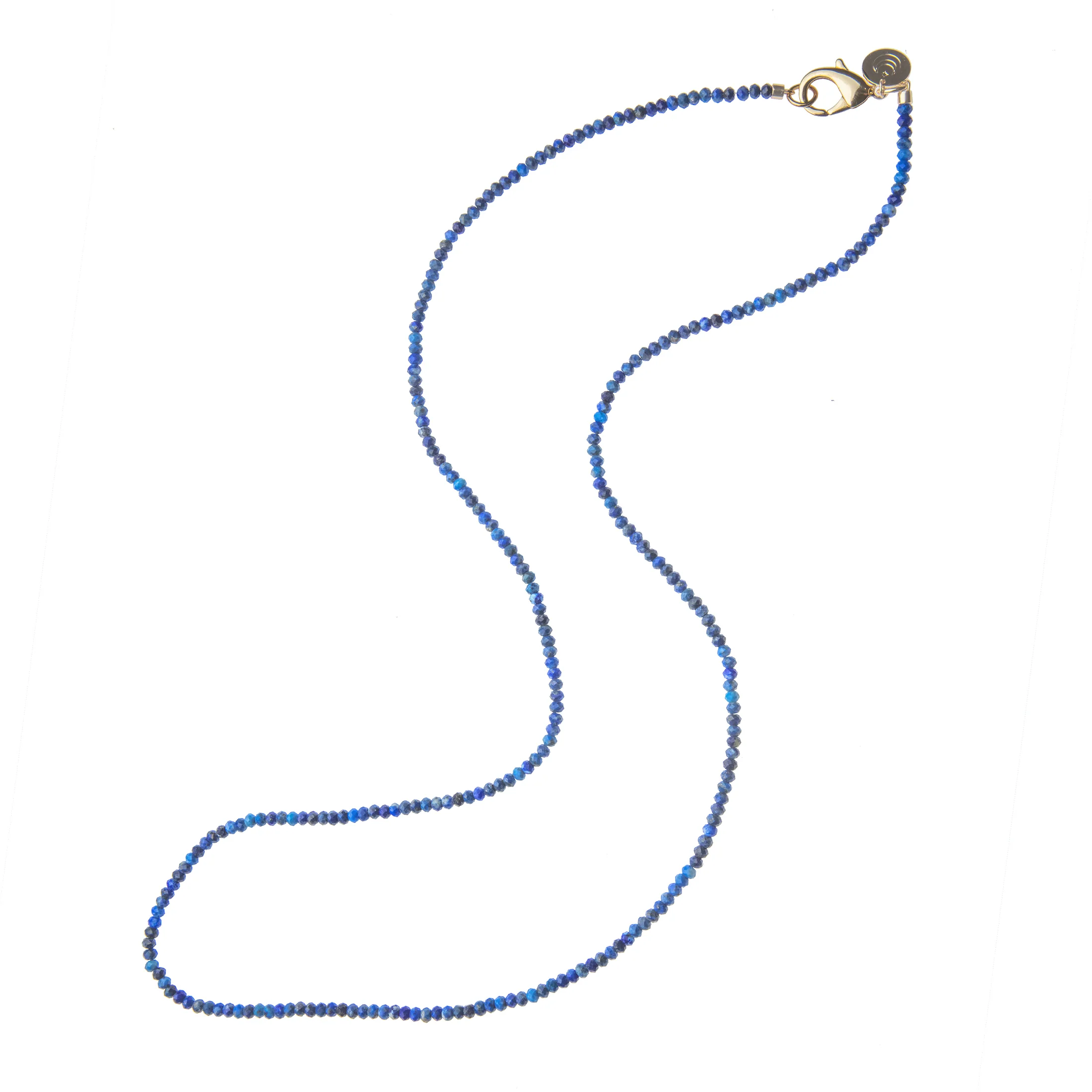 Double Wrap Diamond Cut Beaded Necklace in Lapis - Image 5