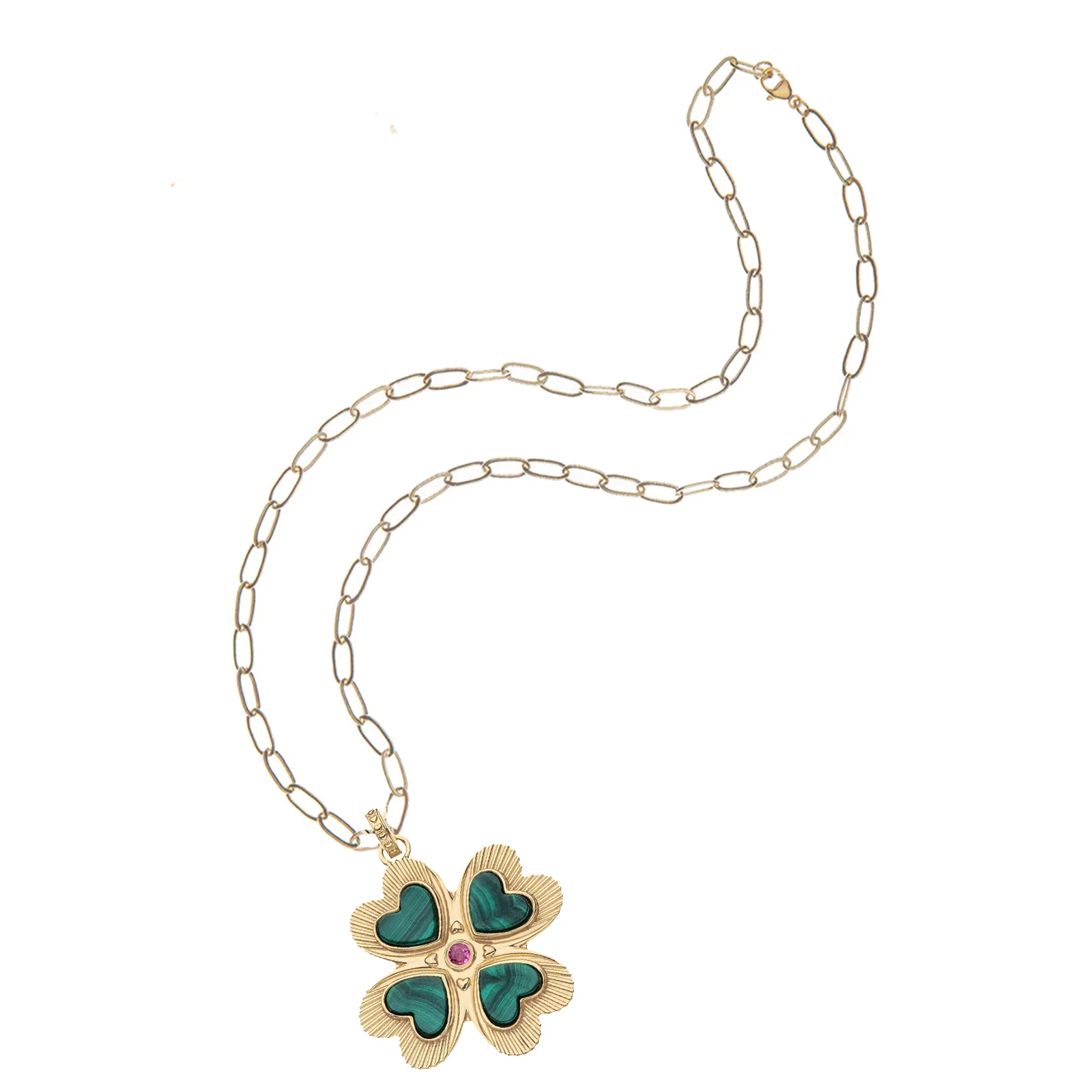 LUCKY in Love Clover Pendant with Malachite - Image 4