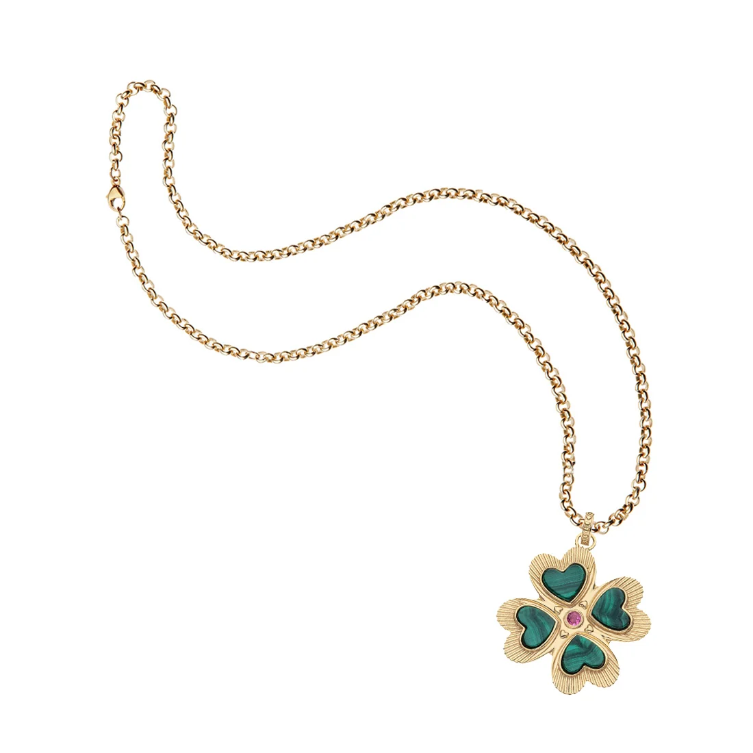 LUCKY in Love Clover Pendant with Malachite - Image 5